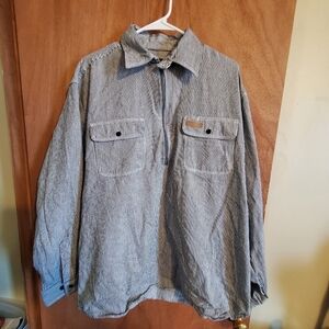 HICKORY SHIRT CO. WORK SHIRT. XLT. STRIPES LONG SLEEVES. HALF ZIP